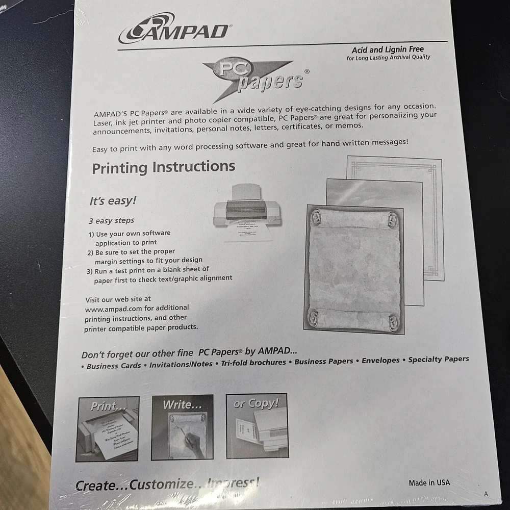 Ampad 100 Specialty Papers Letter Size Cafe Theme 24 lb Acid Free